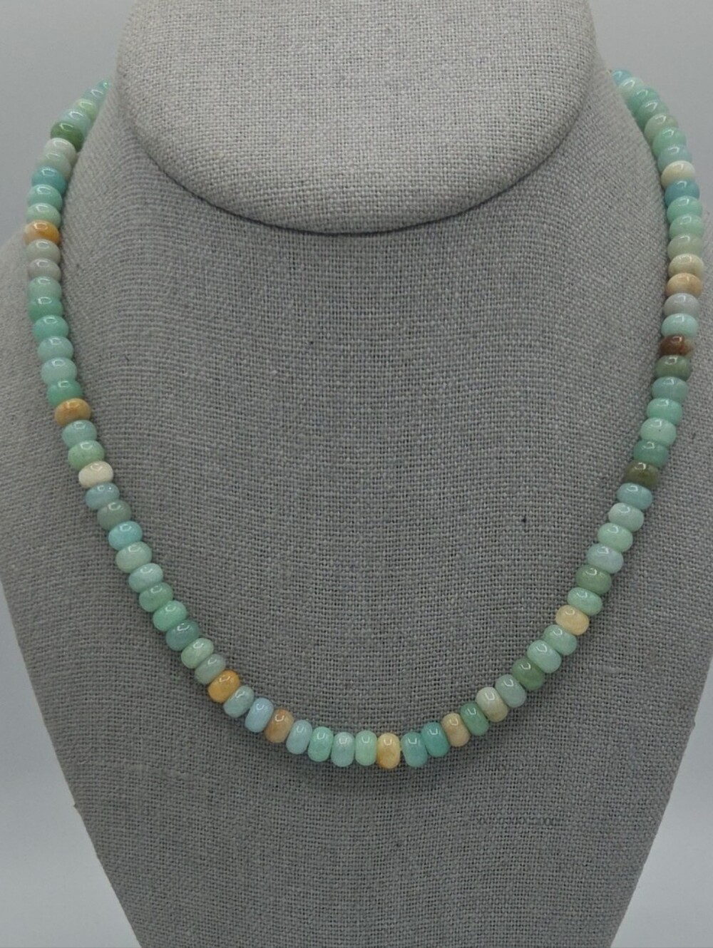 5 for $25! Beaded Amazonite Style Necklace in Mint and Beige